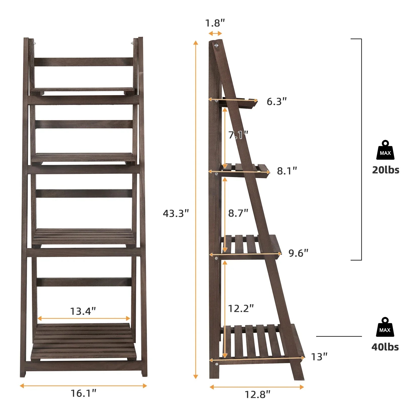 Porte-Plante - Bois 4 Niveaux - Échelle Pliante - Double Usage