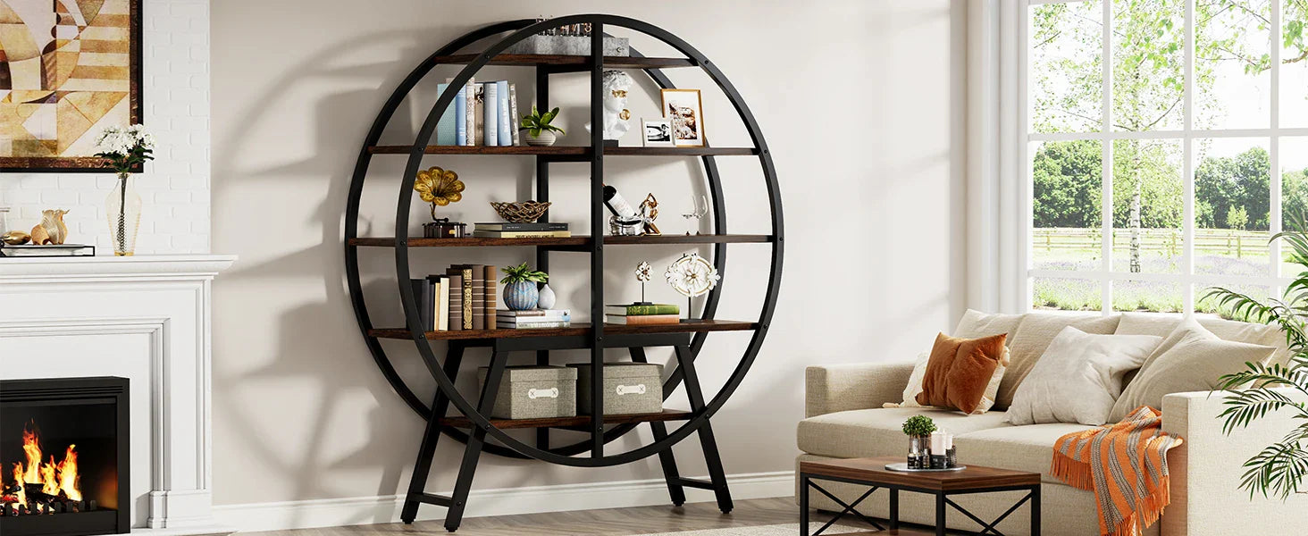 Étagère plante 5 niveaux - Métal rond gris