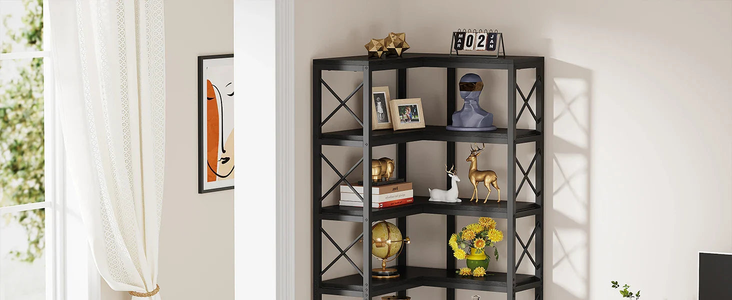 Étagère plante d'angle 7 niveaux - Métal noir