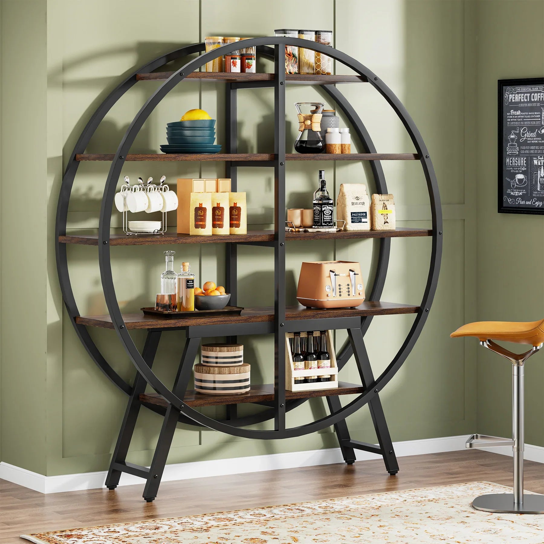 Étagère plante 5 niveaux - Métal rond gris