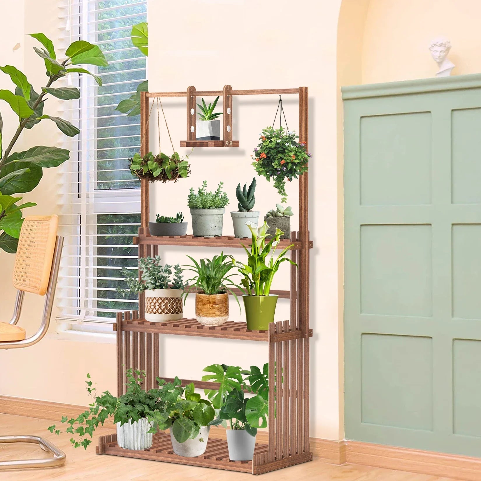 Support de Plantes Bois - Design Industriel Multifonction