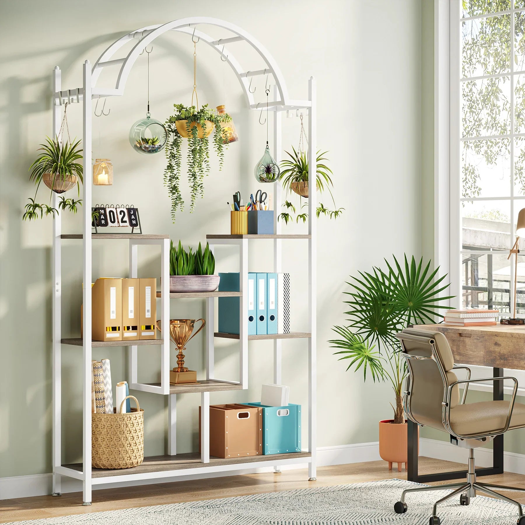 Support plante 5 niveaux - Métal arqué gris