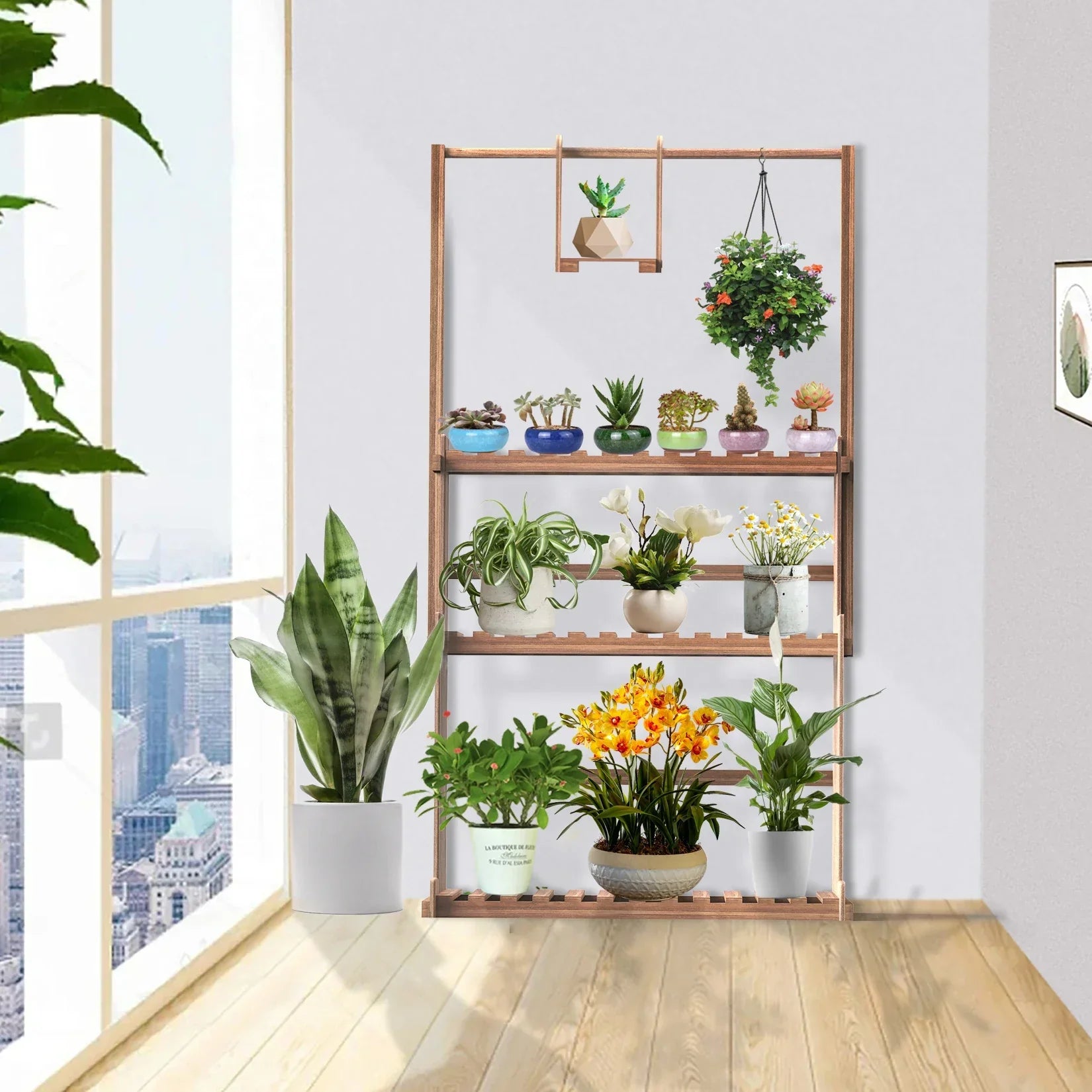 Support de Plantes Bois - Design Industriel Multifonction