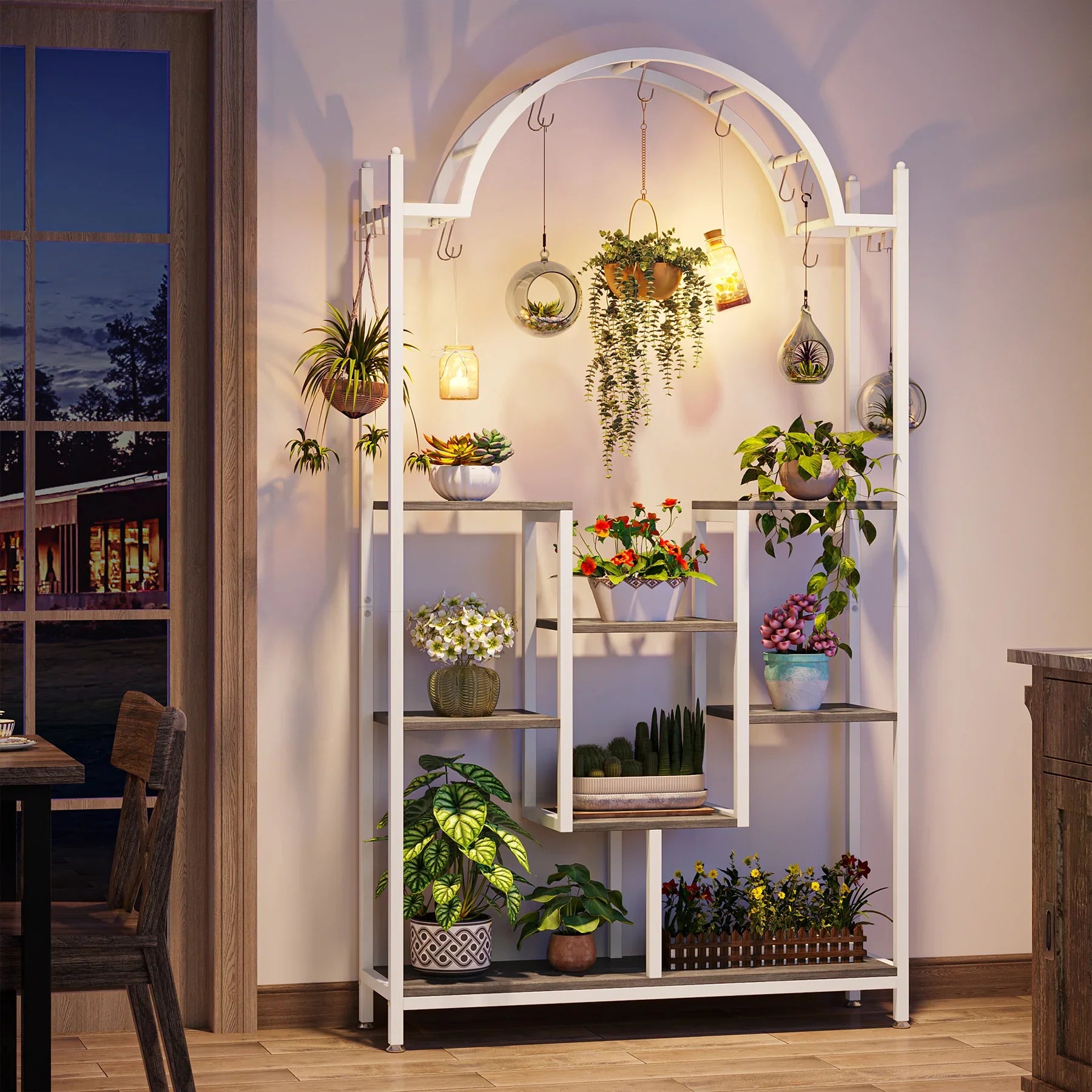 Support plante 5 niveaux - Métal arqué gris