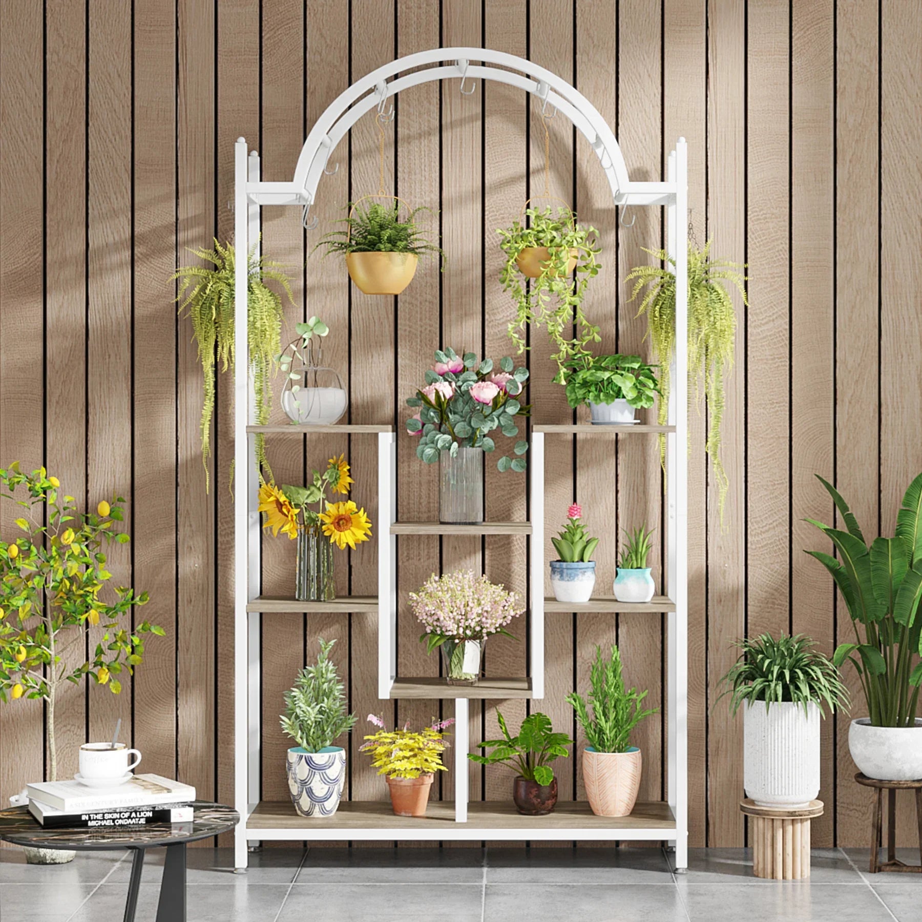 Support plante 5 niveaux - Métal arqué gris