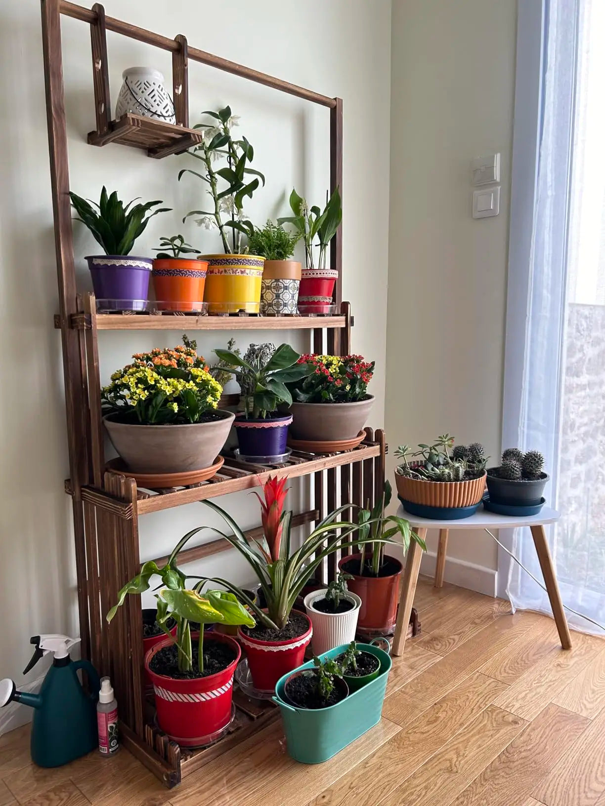 Support de Plantes Bois - Design Industriel Multifonction