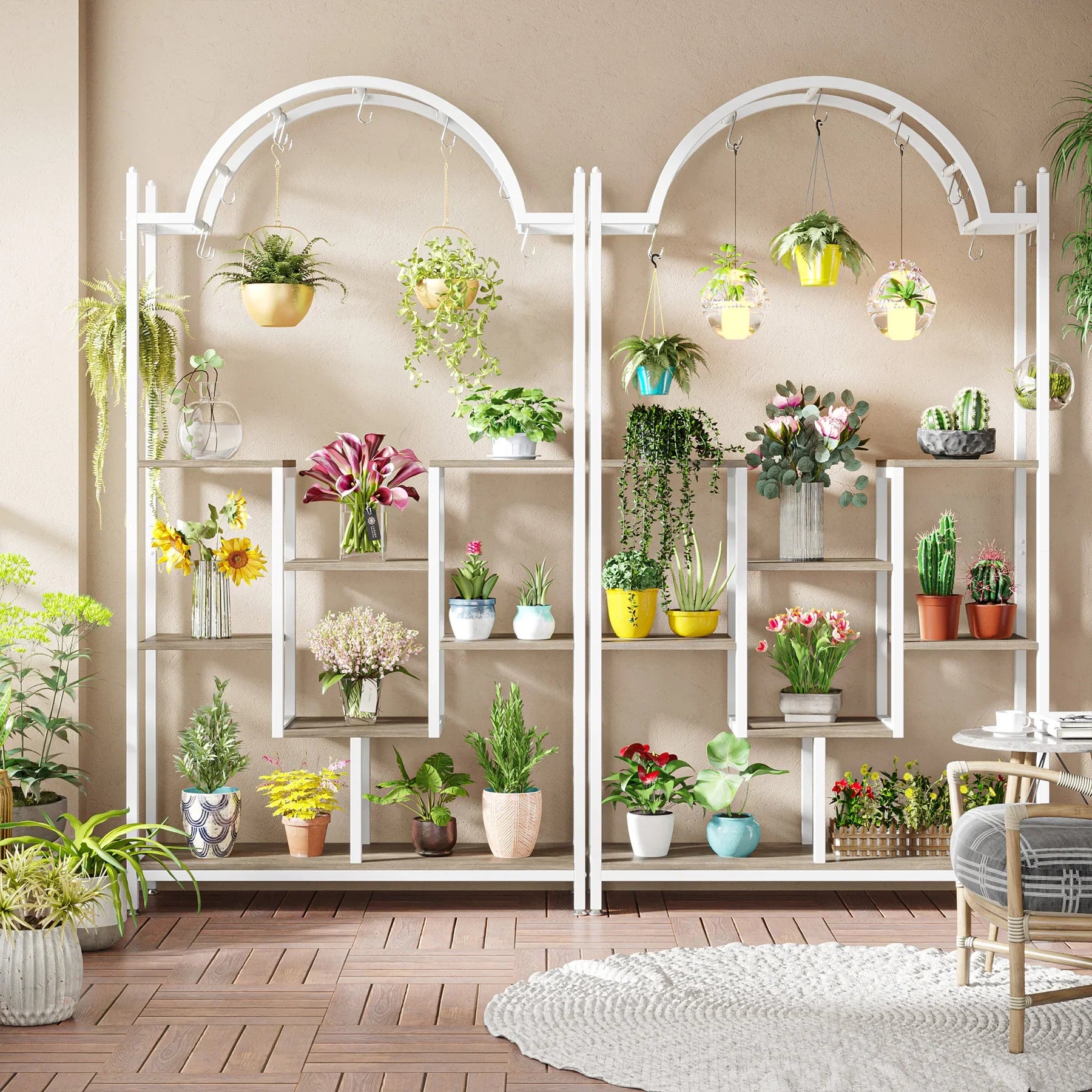 Support plante 5 niveaux - Métal arqué gris