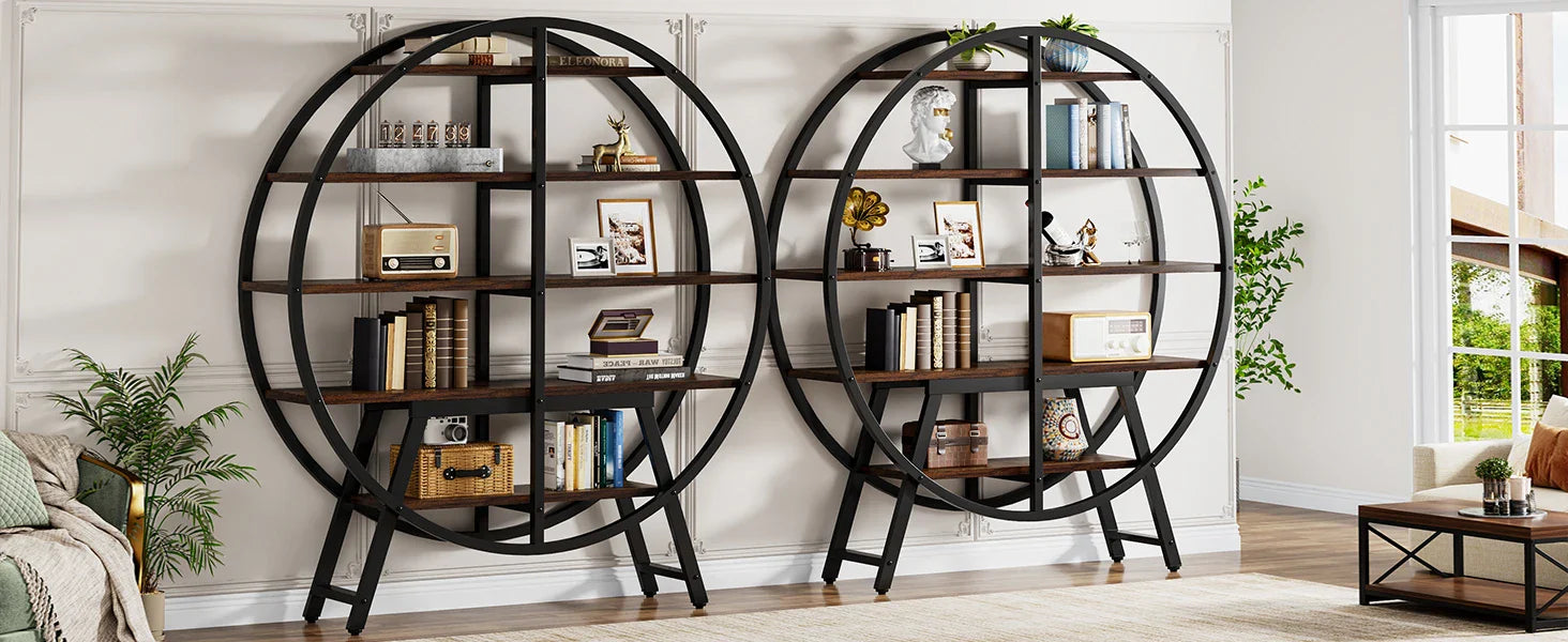 Étagère plante 5 niveaux - Métal rond gris