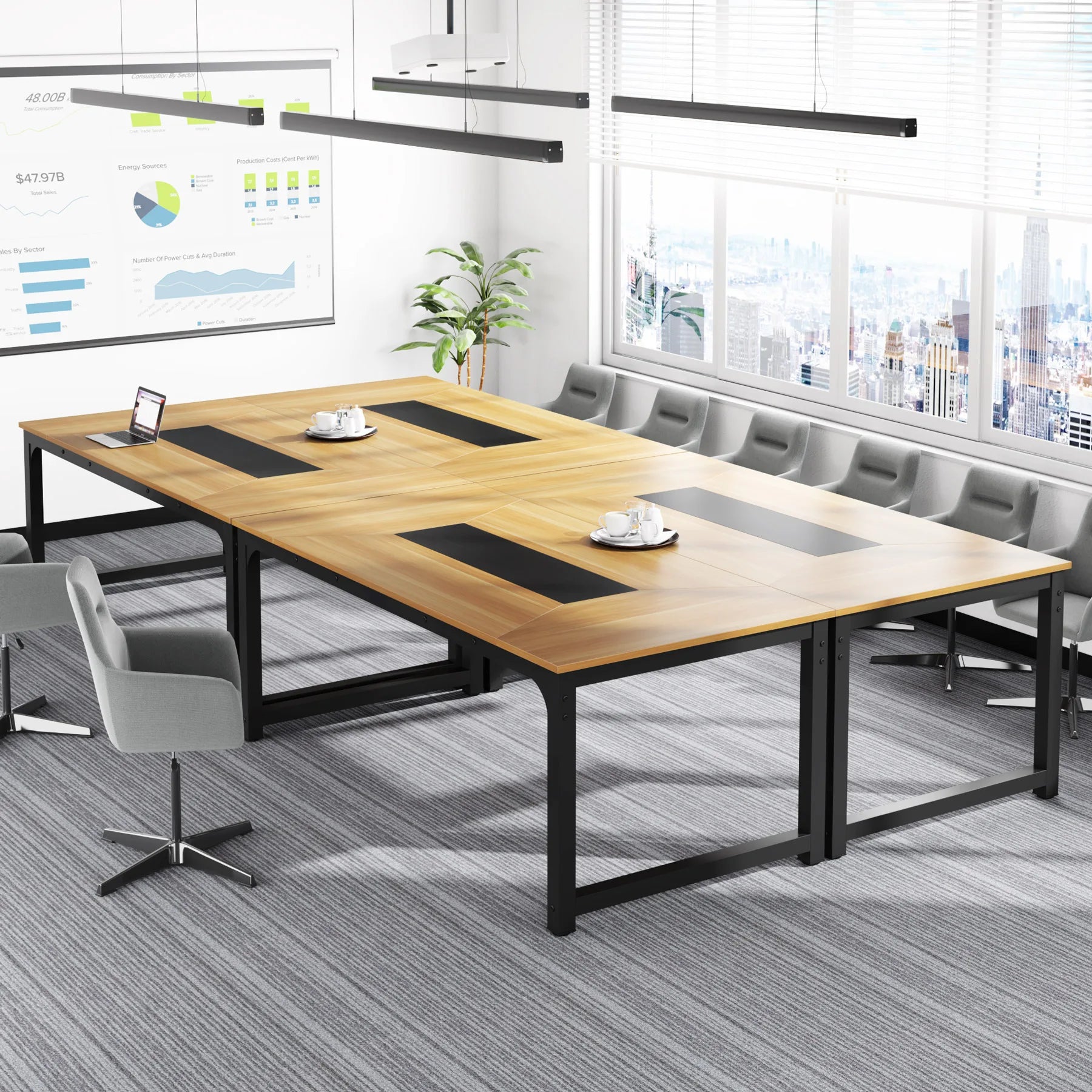 Table Plante - Bois et métal noir