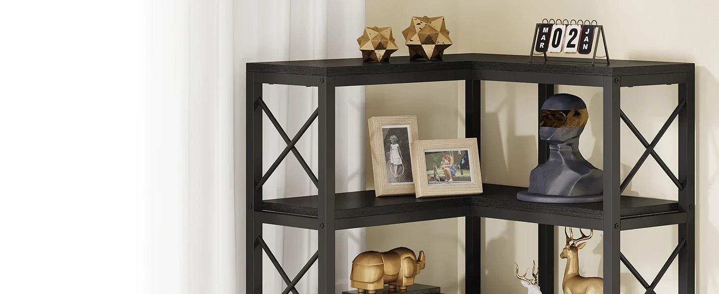 Étagère plante d'angle 7 niveaux - Métal noir