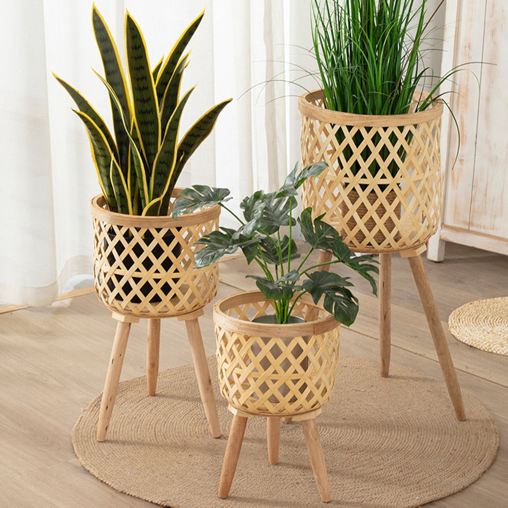 Porte-plante artisanal en bambou - La Tya