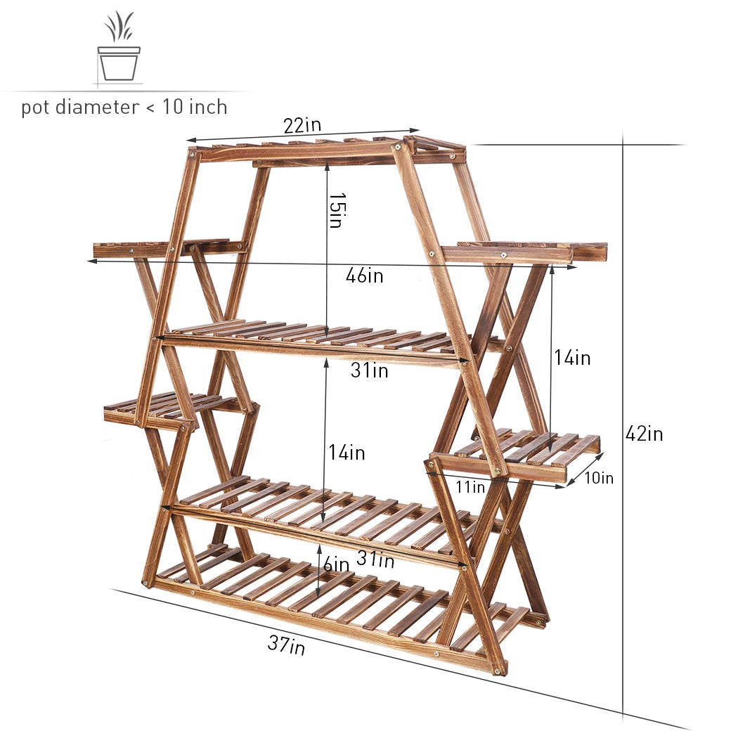 Grand support triangulaire pour plantes en bois, porte-pot de fleur d'intérieur à 6 niveaux, étagère d'affichage d'angle, étagères d'évaluation T1