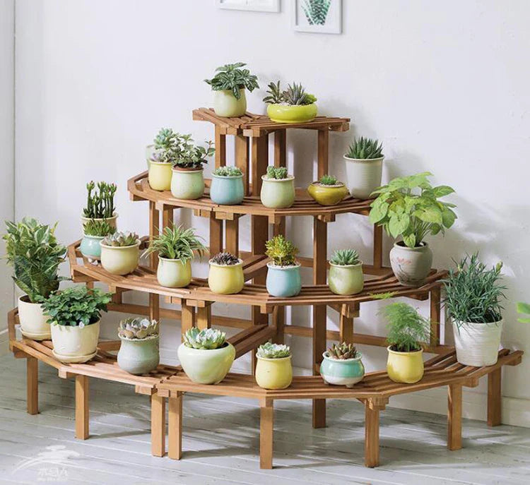 Étagère Plantes en Bois - Style Échelle pour Balcon