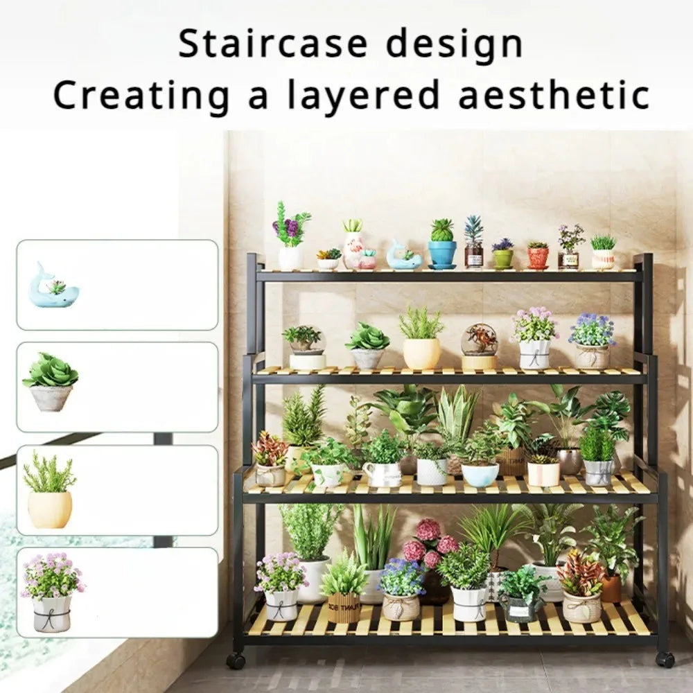 Multi-Layer Flower Rack Iron Staircase Flower Racks Floor Standing Storage Racks Iron Art Garden Balcony Floor-standing Shelf