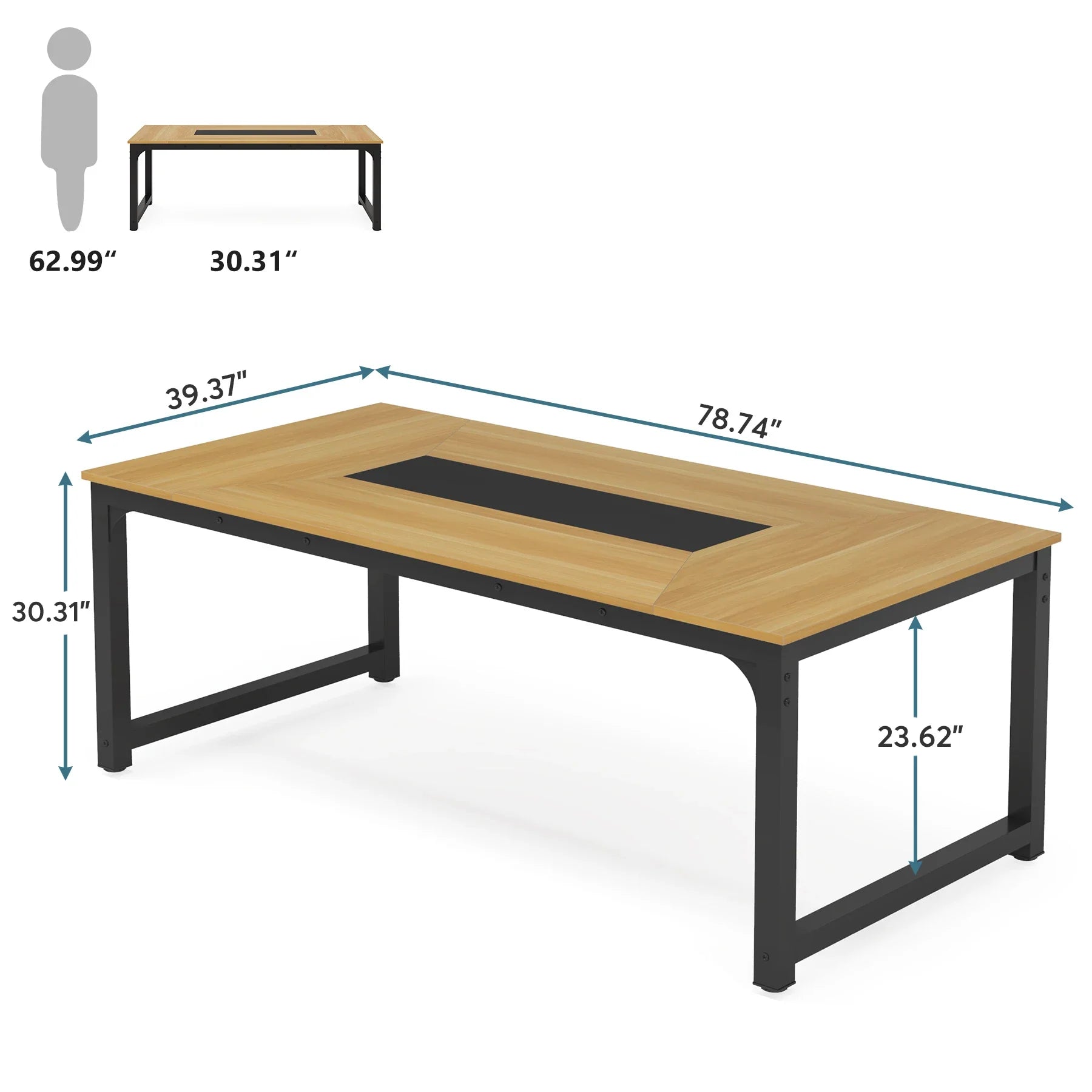 Table Plante - Bois et métal noir