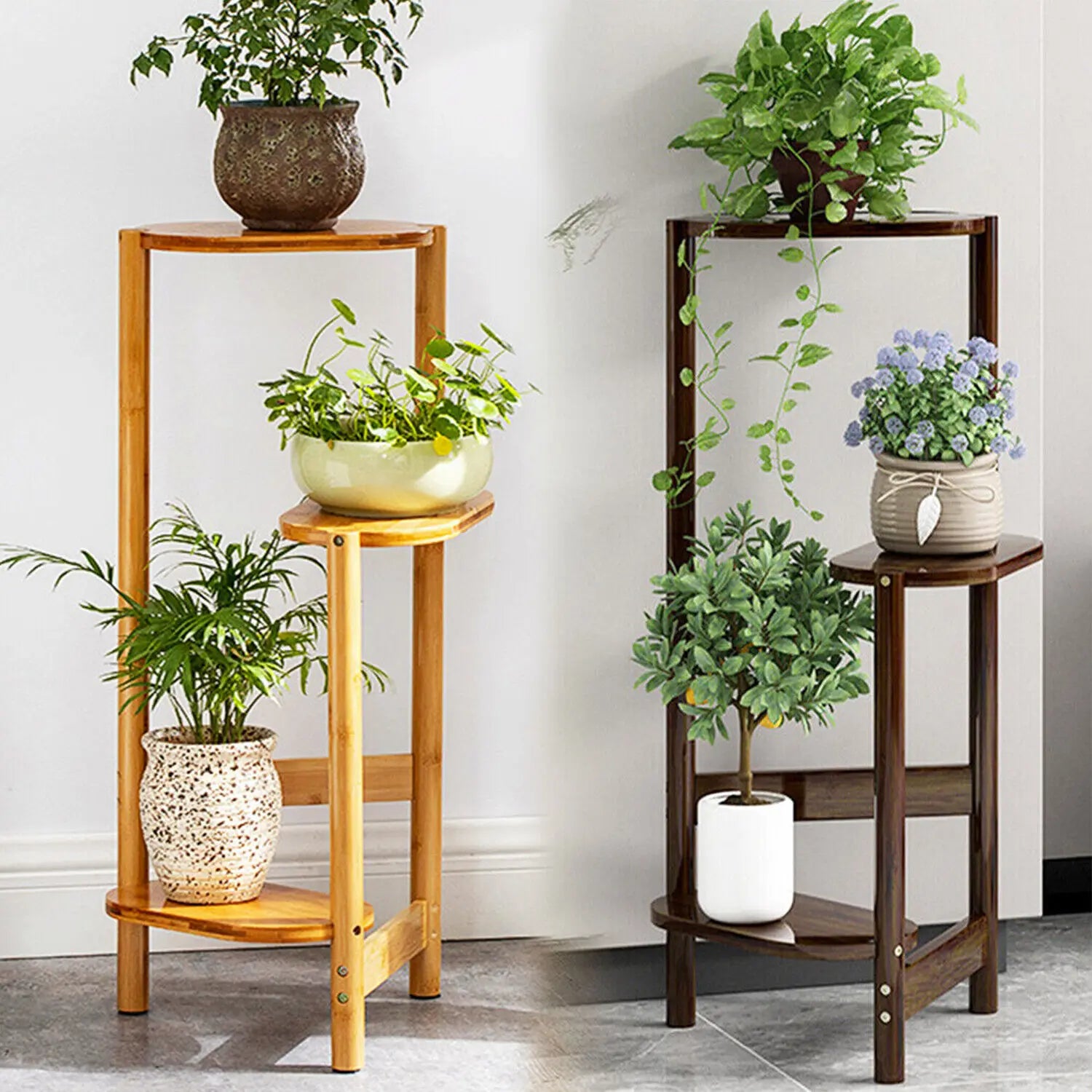 Porte Plantes Étagère en Bambou 3 Niveaux - Porte Plante pour Pot