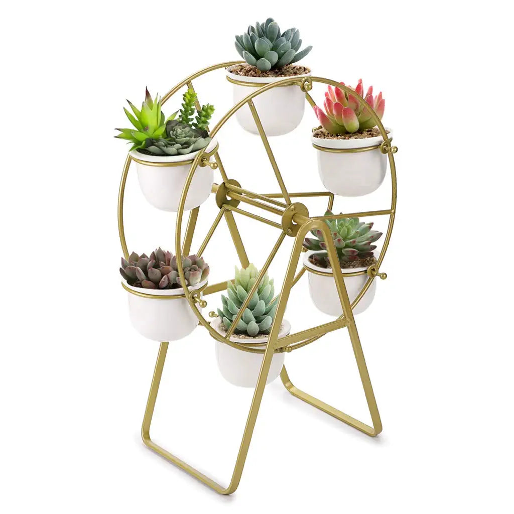 Grande jardinière en céramique avec 6 pots de fleurs, support de plantes succulentes, présentoir T1 pour la décoration intérieure