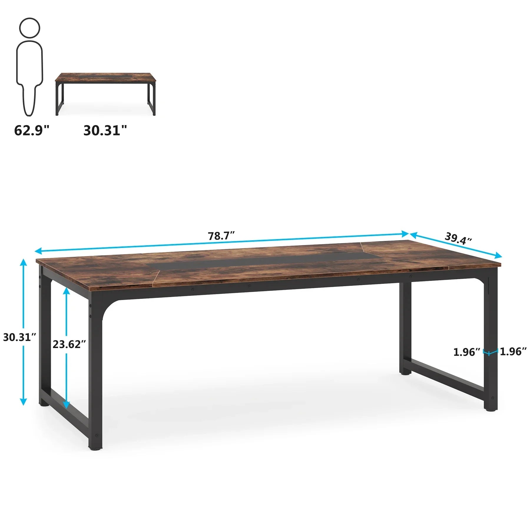 Table Plante - Bois et métal noir