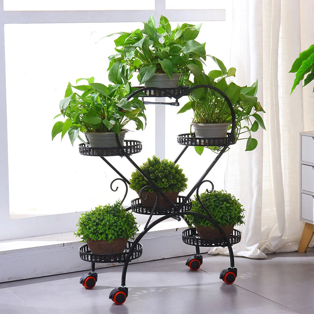 Supports de plantes en métal, 6 pots, support de fleurs en forme de cœur pour le jardin, le salon, le balcon d'angle et la chambre à coucher