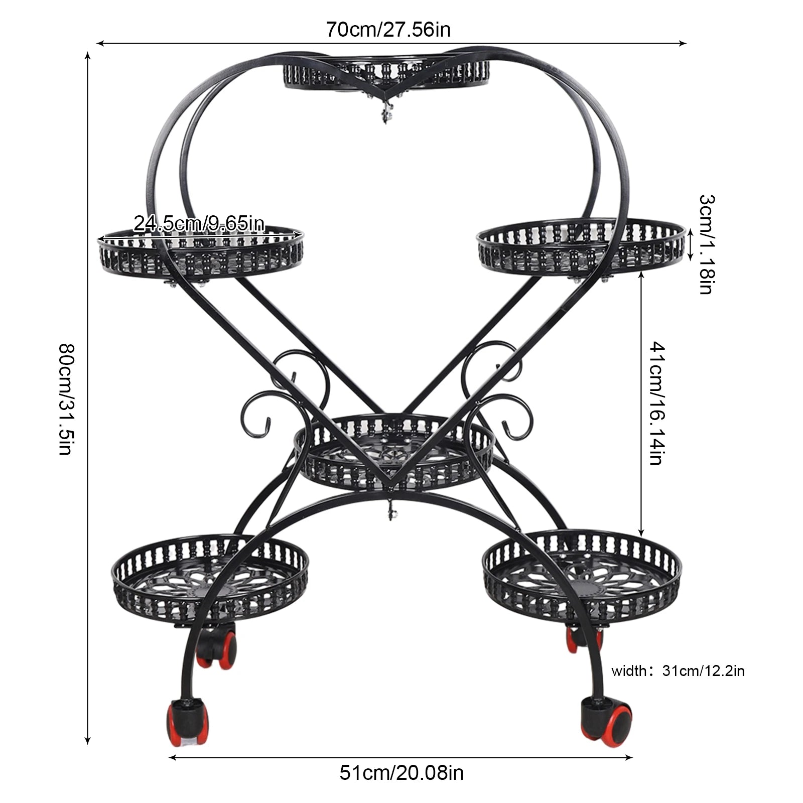 Supports de plantes en métal, 6 pots, support de fleurs en forme de cœur pour le jardin, le salon, le balcon d'angle et la chambre à coucher