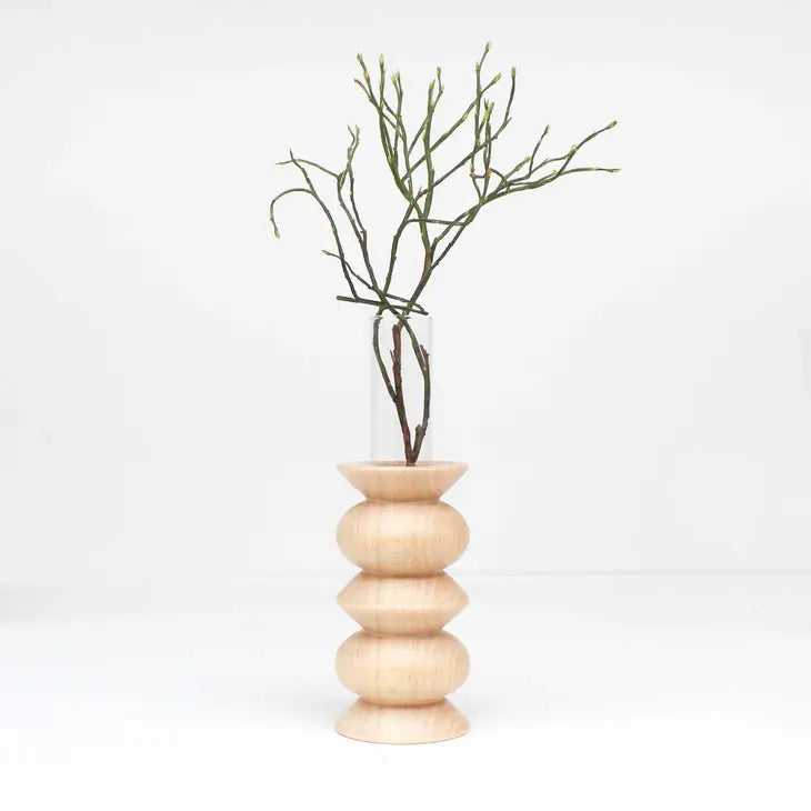Vase en bois naturel tourné - WILY