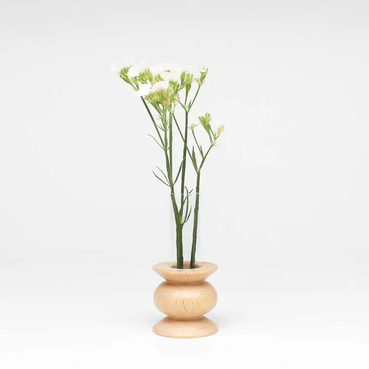 Vase en bois naturel tourné - POLY